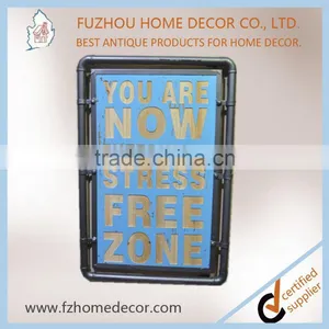 Top Selling Classical Wooden Wall Carved Sign With Metal Waterpipe Frame Decoration for Home thumbnail-3