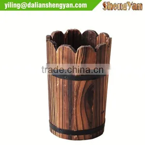 Chinese Cedar or Radiator Pine Wooden Round Planter Box thumbnail-1