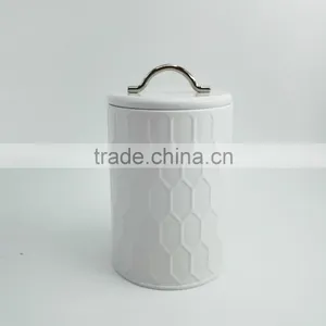 Powder-Coated Retro Metal Embossed Dianond Tea Coffee Sugar Storage Canister,Bread Bin,Cake Tin thumbnail-4