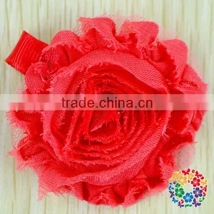 2015 Wholesale Beautiful Purple Artificial Chiffon Flower Shabby Flower Hair Clips For Kids & Girls thumbnail-4