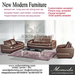 JR8001 Special Modern Luxury Living Furniture Italy Brown Leather European Style L Shape Sectional Living Room Sofa Set thumbnail-1