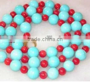 Natural Turquoise and Coral Necklace thumbnail-1