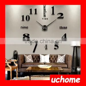 UCHOME Modern Large Wall Clock 3D Mirror Surface Sticker Home Office Decor DIY Wall Roman Number Clock thumbnail-2