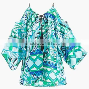 WOMEN'S SUMMER CHIFFON TASSELED COLD-SHOULDER TOP thumbnail-1