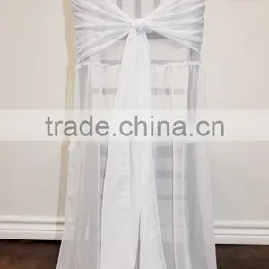 New Design Elegant Chiffon Chiavair Chavary Chair Cap Chair Hood Half Back Chair Cover thumbnail-1