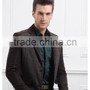 2016 New Design Slim Fit Blazer for Man Grid Business Suit 100% Wool Spring / Autumn Clothes thumbnail-3