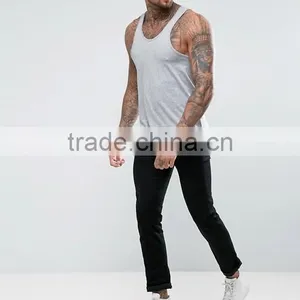 Cheapest New Design Custom Manufacture Grey Color Gym Wear Comfortable 100% Cotton Fashion Running Men's Tank Tops thumbnail-4