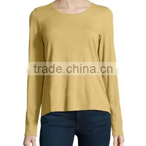 Jersey Fabric Pullover Style t Shirt/long-sleeve Organic Cotton Tee With Straight Hem thumbnail-5