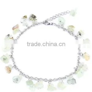 Diy Tourmaline Stone Beads Anklets Handmade Chip Semi Precious Stone Anklets Bracelets for Women Foot Jewelry thumbnail-6
