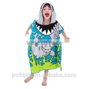 Cute Blue Beach Pool Microfiber Hooded Poncho Towel for Boys thumbnail-1