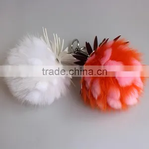 Myfur Real Fox Fur and Rex Rabbit Fur Ball Keychain Pineapple Fur Keychain thumbnail-5