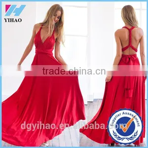 Yihao 2016 Special Offer Natural V-neck Vestidos De Fiesta Women Long Sexy Strapped Lady Party Maxi Summer Dress thumbnail-1