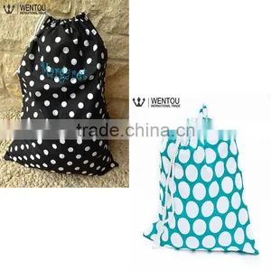 Chevron Polka Dot Cotton Drawstring Laundry Bag thumbnail-1