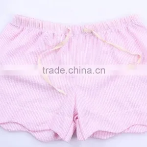 New Design Western Girls Summer Scalloped Seersucker Shorts thumbnail-3