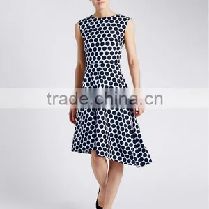 Spotted Asymmetric Hem Skater Dress thumbnail-1