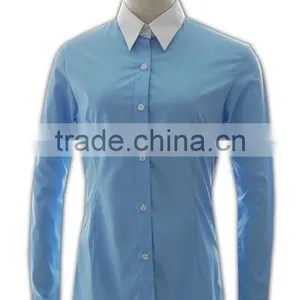ISO 9001 Audit Factory Stiff Collar T/C Women Office Shirt thumbnail-2