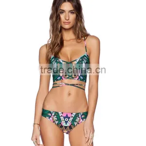 2016 Fashion Sexy Push up Straps Women Bikini Swimwear Bathing Suit Bikini With Decorated Bra thumbnail-3