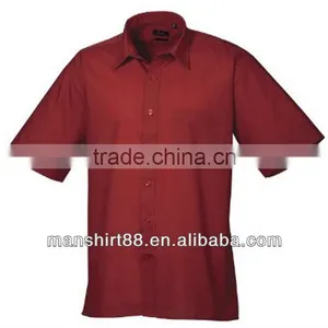 Mens Short Sleeve Formal Poplin Plain Work Shirt thumbnail-5