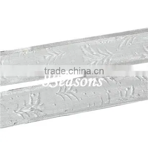 Silvery Christmas Tree Pattern Satin Ribbon For Christmas Decoration 3.8cm thumbnail-1