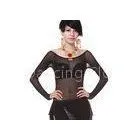 Classic Spandex Mesh Belly Dancing Tops With Long Sleeve In Transparent Black thumbnail-1