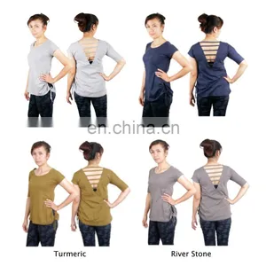 Lofbaz Women's Stylish Hollow Out Back Tops T-shirts thumbnail-2