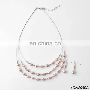 Latest Fashion Layered Mauve Pearl Beaded Necklace thumbnail-2