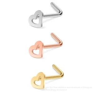 Amazon Sells Hot Titanium Steel Heart-shaped Nose Studs, Stainless Steel Jewelry Stud Manufacturers, Direct Wholesale thumbnail-2
