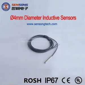 4mm Diameter Stainless Steel Smooth Body Flush Mlounting Ultra-Mini Inductive Proximity Sensor With 10-30VDC NPN-PNP-NO-NC thumbnail-1