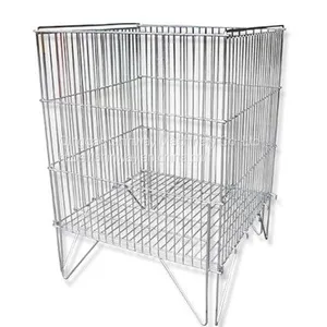 Industrial Stackable Foldable Storage Metal Transportation Wire Mesh Containers thumbnail-1