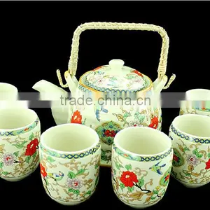 High Quality Rose Flower White Porcelain Tea Set thumbnail-1