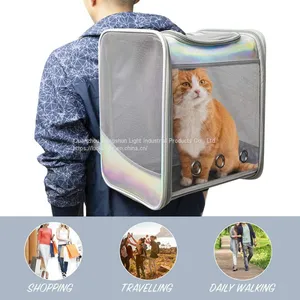 Laser Space Capsule Pvc Hands Free Pet Transport Carrier Clear Backpack thumbnail-3