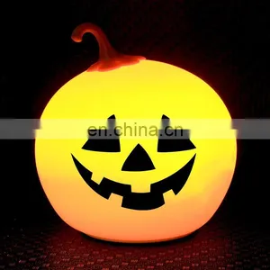Halloween Lights Baby Night Lights for Kids Pumpkin Lamp Jack-O-Lantern Rechargeable Silicone Pat Light thumbnail-2