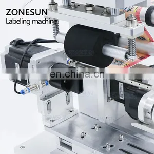 ZONESUN ZS-TB805 Glass Jar Sticker Square Water Bottle Sleeve Semi Automatic Round Bottle Plastic Cans Lighter Labeling Machine thumbnail-2