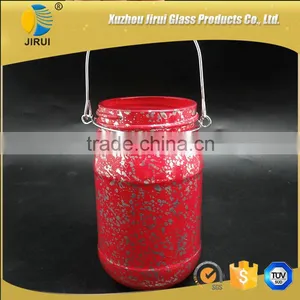 430ml Attractive Painting Glass Mason Jar With Iron Wire thumbnail-1