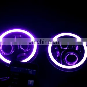 for Jeep RGB Led Headlight Mobile Phone Control Led Head Lamp With Led Ring thumbnail-1