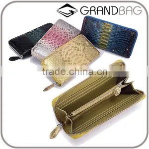 Custom Logo Lady Luxury Genuine Python Snake Skin Leather Clutch Bag Wallet for Women thumbnail-1
