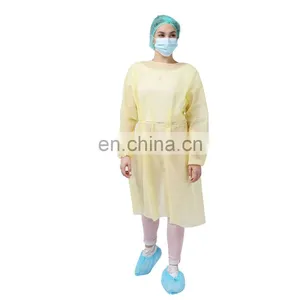 Industry Use Dustproof Laboratory Impervious Disposable Yellow Isolation Cover Gown thumbnail-2