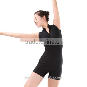 Dance Costume, Sleeveless Zip Front Turtle Neck Shorts Yoga Unitard (6123) thumbnail-1