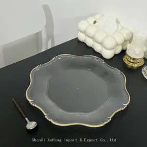 Wholesale Gold Rim Clear Charger Plates Wedding Party Plastic Table Dishes And Plates thumbnail-4