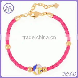 Customized Fake Cloisonne Enamel Bead Teen Leather Bracelet thumbnail-6