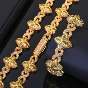 18K Gold Plated, Men's Zircon, Bracelet, Hip Hop Rock, Miami, Cuban Style, Necklace, Fashion Jewelry thumbnail-5