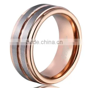 Tungsten Carbide Band 8mm Rose Gold Plating Fashion Wedding Engagement Rings thumbnail-1