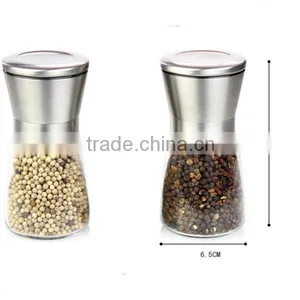 2 Package of 2 Salt Mill and Pepper Grinder Glass Body Brushed Stainless Steel thumbnail-3