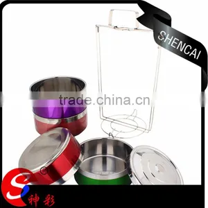 5 Layers Colorful Steel Food Storage Boxes Metal Food Packaging Lunch Box With Rack and Lock thumbnail-1