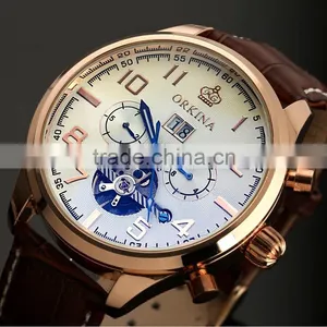 Tourbillon Skeleton Men Wrist Watch Rose Gold Men Automatic Mechanical Watch WM374 thumbnail-5