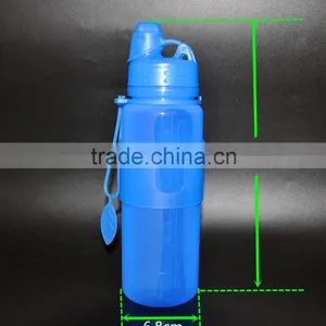 Food Grade Foldable Silicone Water Bottle, 550ml, Pass FDA,EN71,2,3 Test. thumbnail-2
