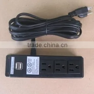 UL 3 Outlet Power Strip With Dual USB Port for Hotel Using thumbnail-1