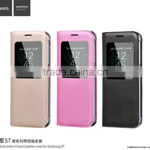 Hoco Flip PU Leather Case For Samsung S7 Original Series Leather View Window Protective Case For S7 TB-0259 thumbnail-1