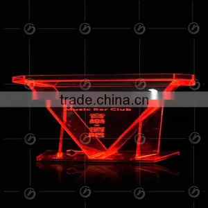 YZ-0076 Clear Acrylic Podium Night Bar Table With LED Light, Night Bar DJ Facade thumbnail-6