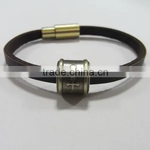Fashion Leather Bracelet With Religion Charm thumbnail-1